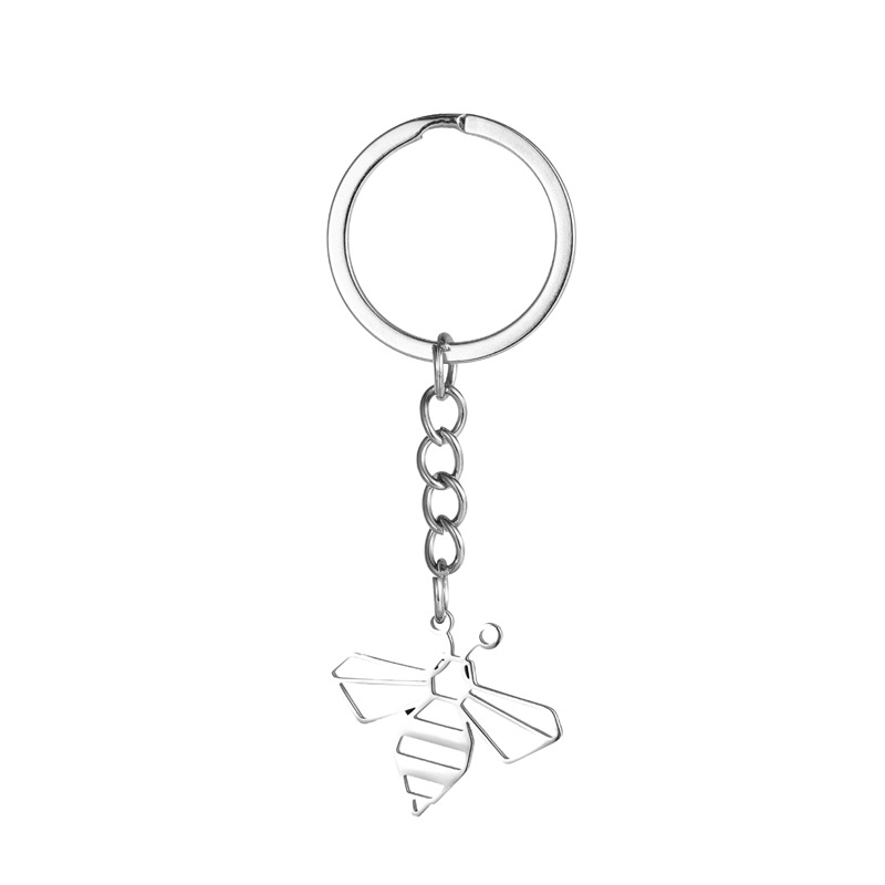 Porte-clés abeille en acier inoxydable