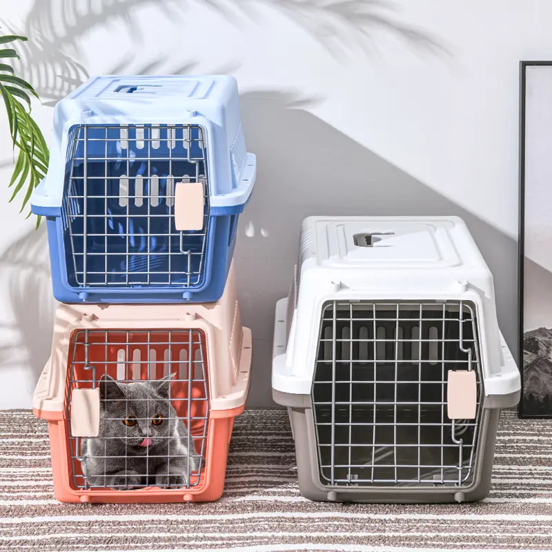 En gros En Plastique Chat Chien Pet Avion Air Boîte De Consignation Cage Pet Carrier