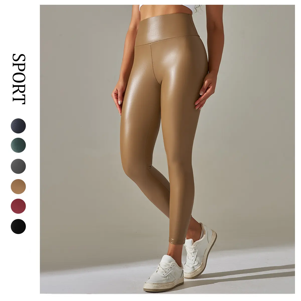 Wholesale High Waist Super Soft Pu Leather Leggings Plus Size Skinny Pants Black Shiny Leggings For Women