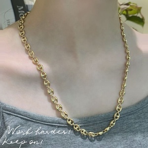 RUYI Collana a Catena Maglia Marina a Chicco di Caffè e Muso di Maiale in Oro Massiccio <span class=keywords><strong>14K</strong></span>, Gioielli Vintage Hip Hop per Uomo e Donna, di Grande Successo - Product Image 3