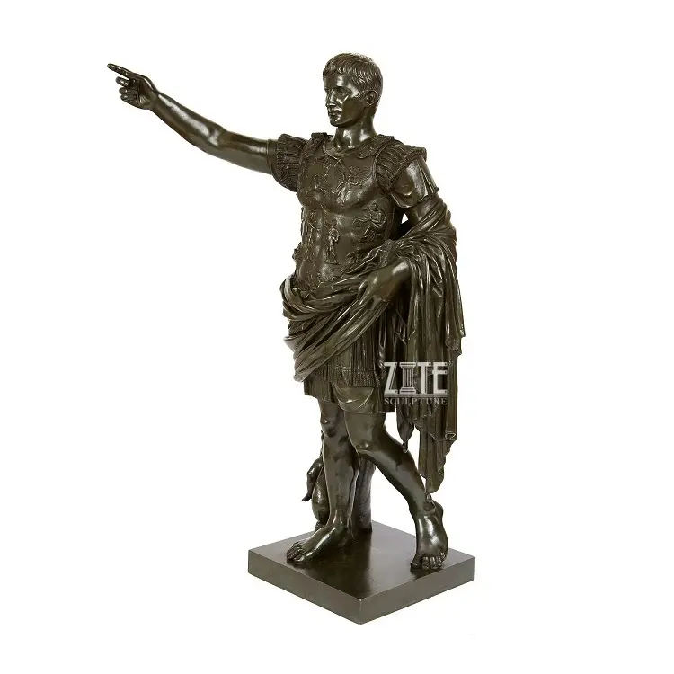 Escultura de la estatua del caballero, figura de caesar de bronce antiguo Romano