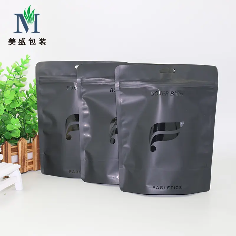 ShenZhen factory custom printed logo design smell proof resealable stand up zipper clothing boxer brief packaging plastic bag