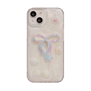 Bowknot במקרה טלפון אפוקסי עבור iphone 16 15 14 13 12 kawaii מקרים חדשים עבור iphone 13 pro max pro עבור בנות קשת