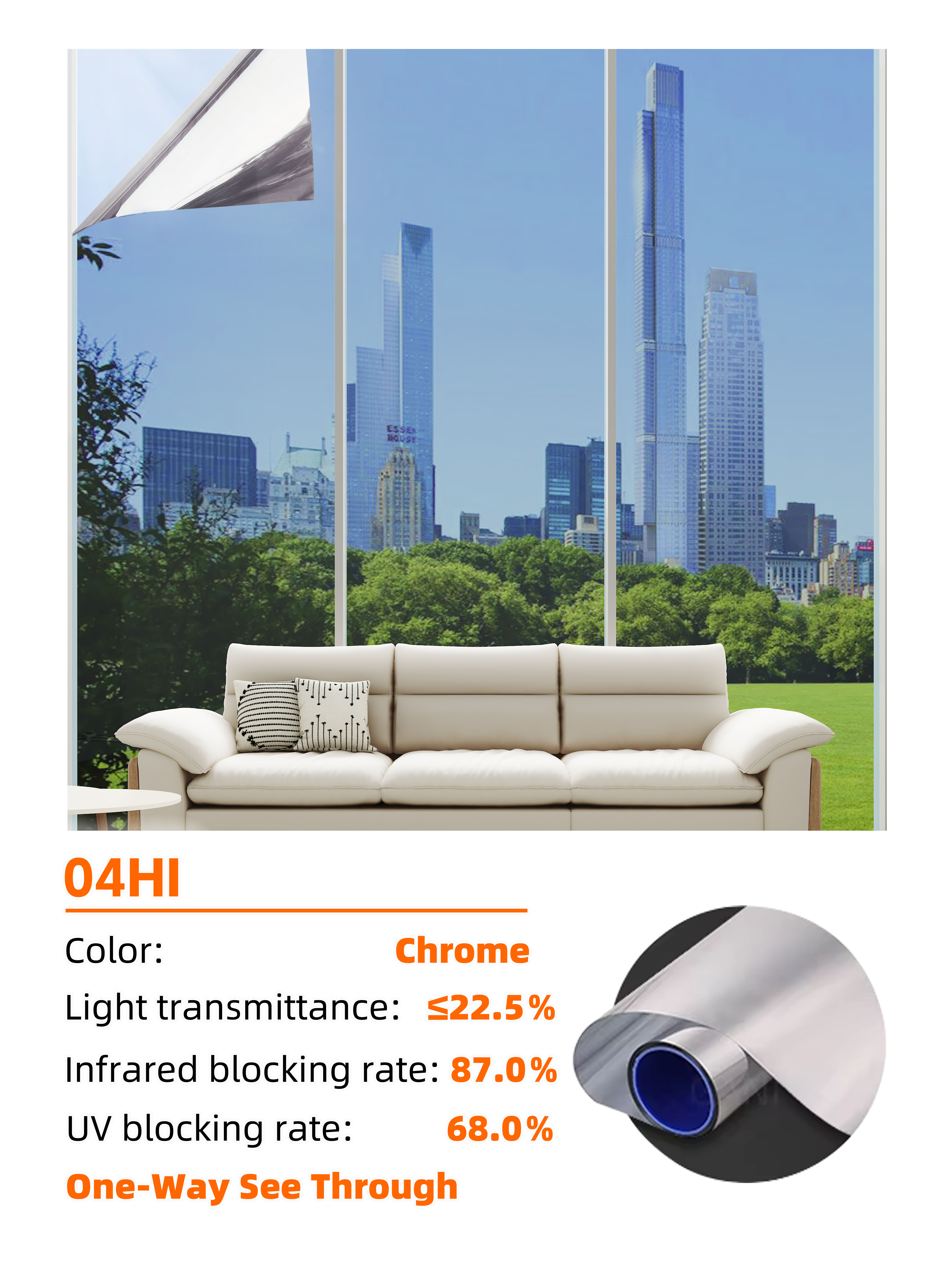 04HI-Chrome, Largeur : 90 cm