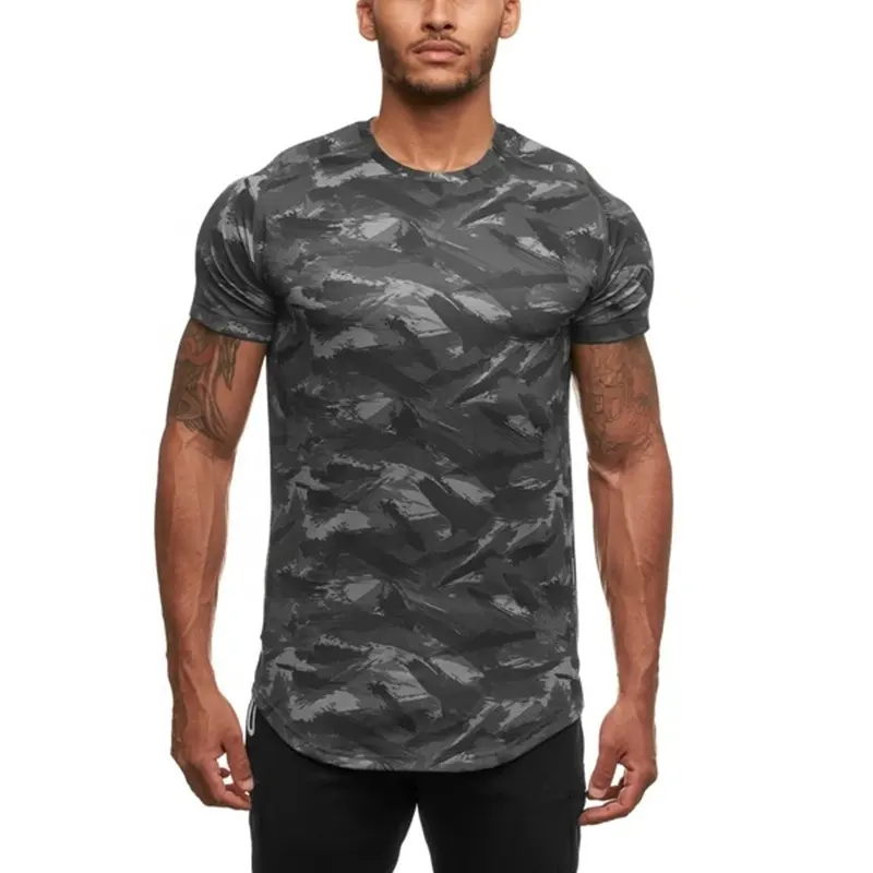 Camiseta masculina manga curta estampa camuflada, preço baixo da china importada