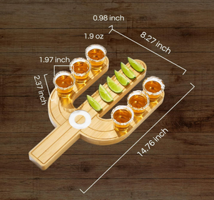 Unik bentuk kaktus tembakan kayu pemegang kaca Melayani Baki Tequila papan penerbangan dengan mangkuk Lemon hadiah pesta - Product Image 2