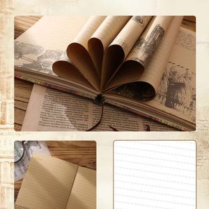Cuaderno de página para colorear de papel Kraft Retro, Bloc de notas creativo de línea de bloqueo de tapa dura de superficie dura europea y americana - Product Image 6
