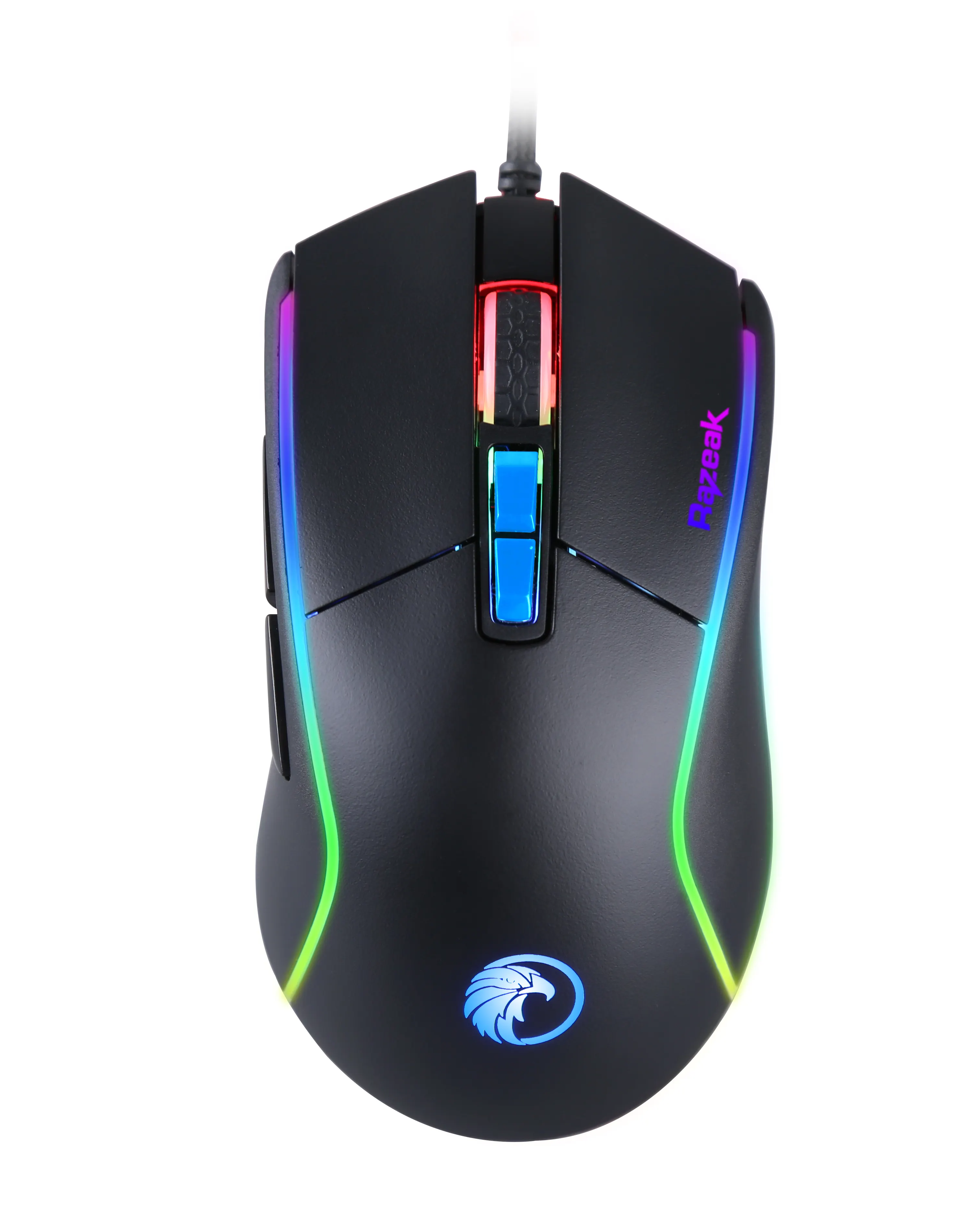 Mouse de jogo com 7 cores brilhantes, led retroiluminado, ergonomia, design 6400 dpi para jogador, luz ajustável, mouse para jogos