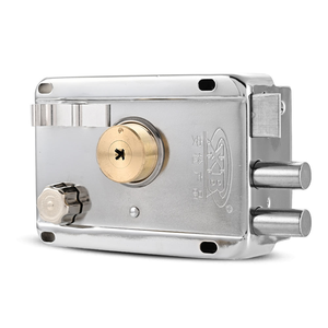 पुराने जमाने की कुंजी पॉलिश स्टेनलेस स्टील बाहरी दरवाजा लॉक कॉपर कोर लाल कांस्य लोहे के लकड़ी का ताला - Product Image 5