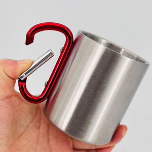 Bán buôn thép không gỉ Carabiner Mug 200ml 300ml tùy chỉnh thiết kế Carabiner móc cắm trại cốc cà phê - Product Image 3