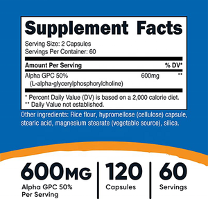 Hoch gereinigtes Alpha-GPC-Cholin-Supplement 600mg 120 Veggie-Kapseln Unterstützt die Gedächtnis-Gehirn funktion Steigert den Fokus - Product Image 4