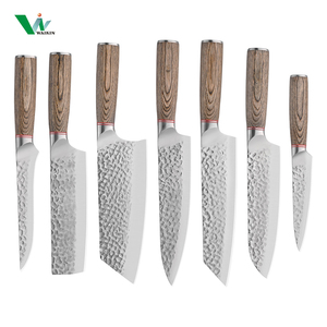 7-Mảnh Dao Nhà Bếp Đặt Thép Carbon Cao Kiritsuke Đầu Bếp Santoku Nariki Boning Tiện Ích Tùy Chỉnh Pakka Gỗ Thép Không Gỉ - Product Image 2