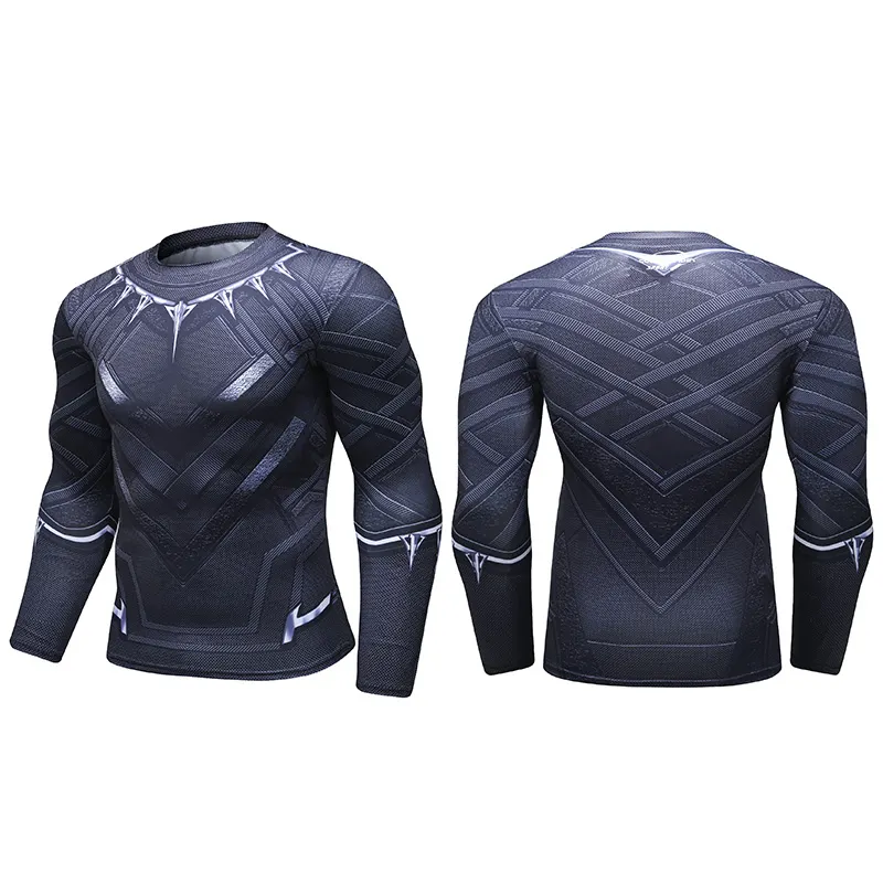 Camisas de LICRA de superhéroes para hombre, ropa deportiva, Pantera Negra, venta al por mayor, China