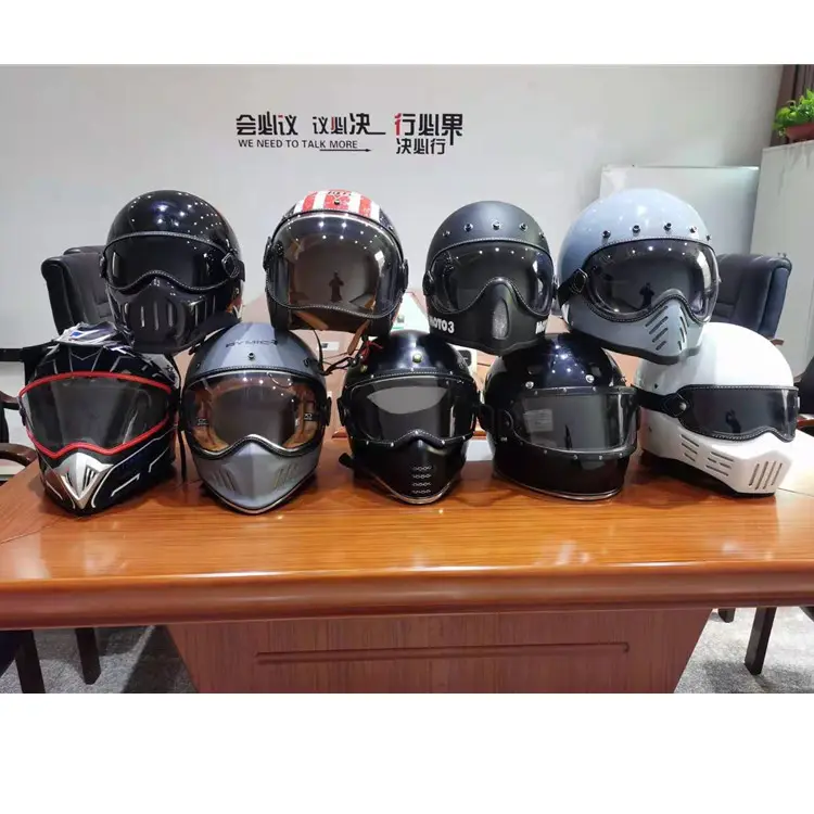 Новейший дизайн мотоциклетные шлемы в стиле ретро откидной козырек для лица ветрозащитные линзы для винтажного мотоциклетного шлема