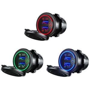 12V QC3.0双USB充电器插座触摸开关适配器，带手机支架12-24v电压范围