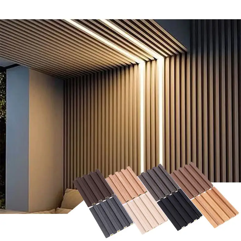 WPC PVC Wall Panel Wooden Grain Fluted Panel for Decoration Wpc Wall Panel Outdoor