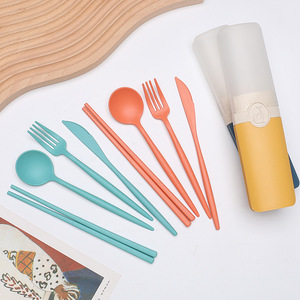 学生旅行一次性PP餐具套装五件套哑光储物餐具，包括刀和筷子 - Product Image 4