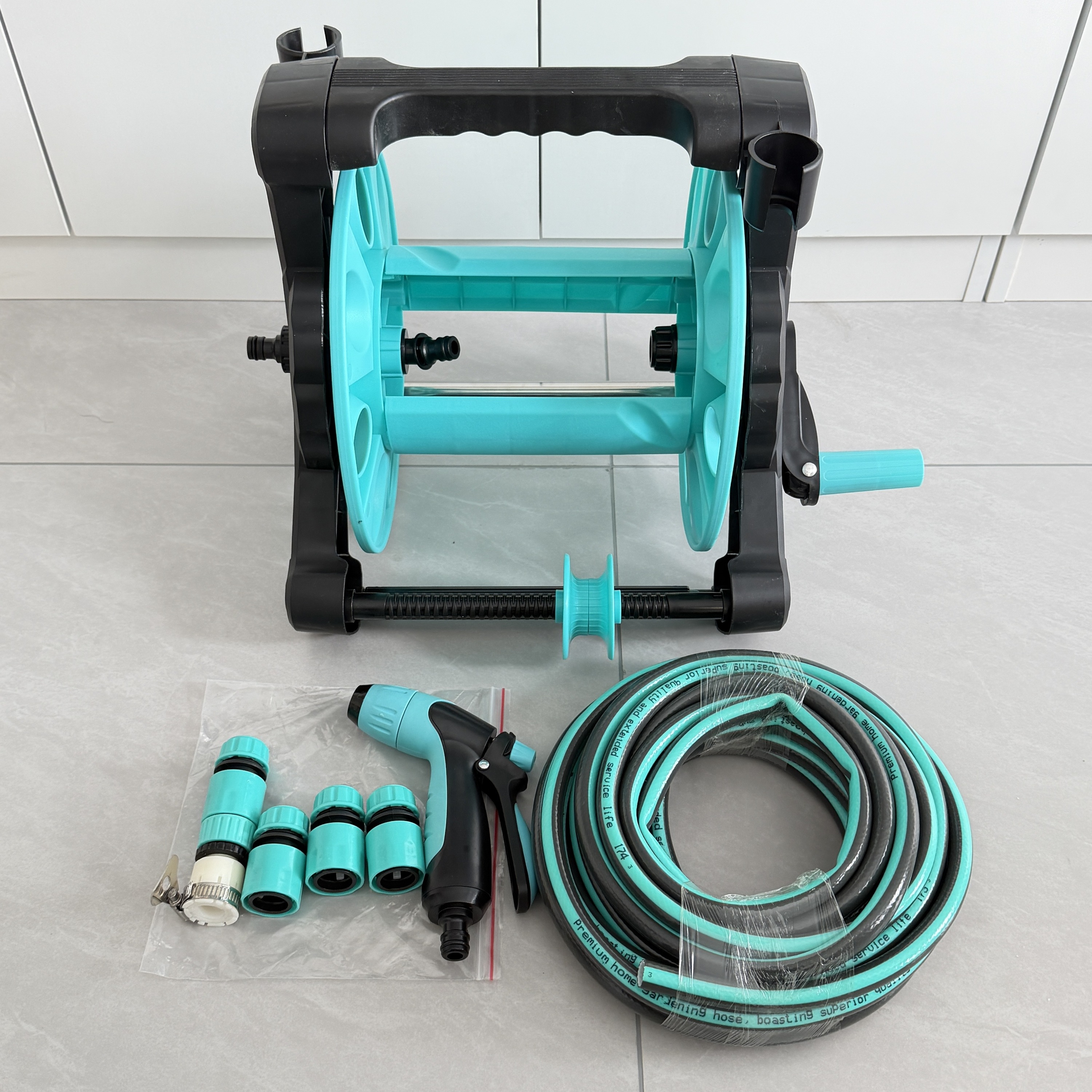 Blue hose rack set