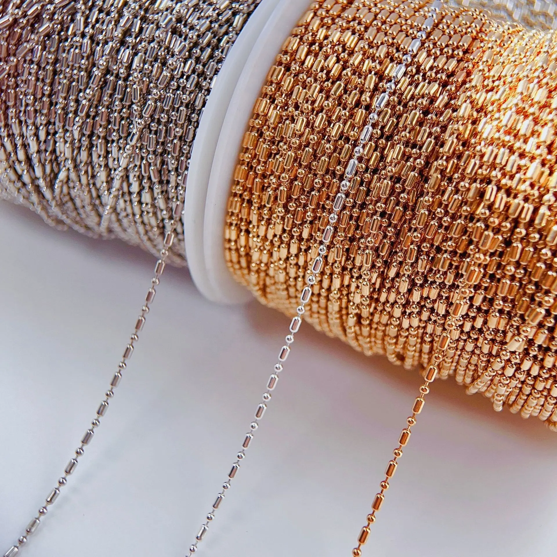 Anello di bambù catene sottili rotolo rivestito di rame dorato per accessori di gioielli fai da te realizzazione di gioielli fatti a mano bobina a catena