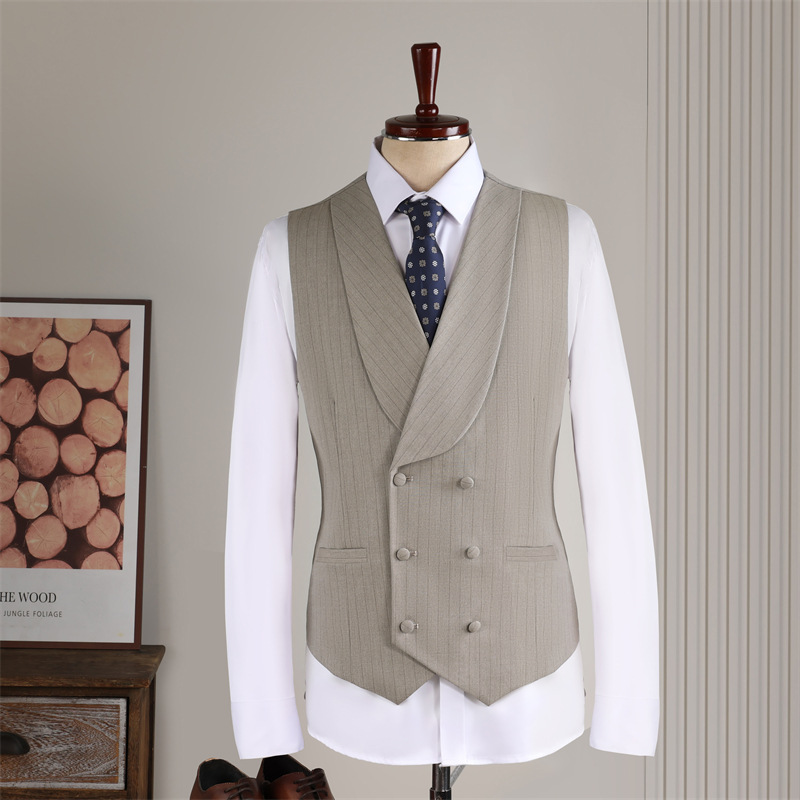 Khaki striped-single vest