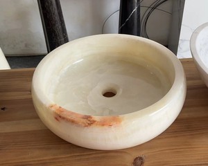 豪华抛光美丽米色玛瑙大理石天然石材浴室洗手盆