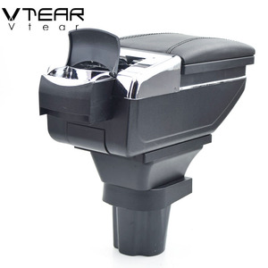 Vtear 为雪佛兰火花扶手皮革中央存储存储盒红色线程汽车造型内饰 ABS 手臂休息配件