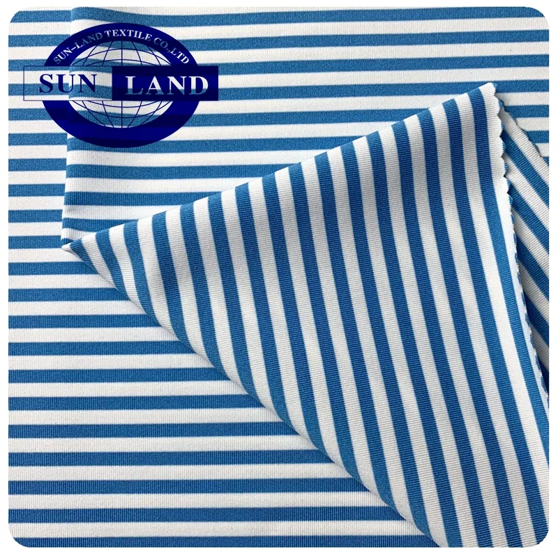 Colors-stripes knit fabric 87%Poly 13%spandex stretch jersey for T-shirt fabric