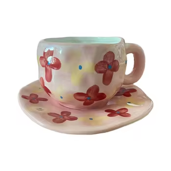 Pink Big flower foundation - hand-held cups and plates