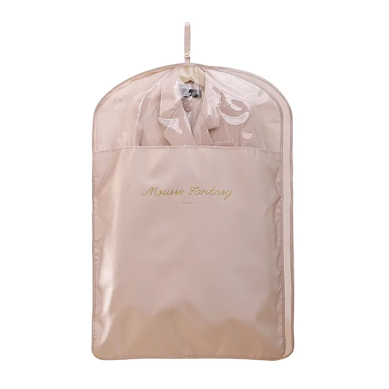 De alta calidad de taladro ropa cubierta plegable de prendas de vestir traje de bolsa a casa colgante lavable de almacenamiento personalizado impreso bolsas de ropa