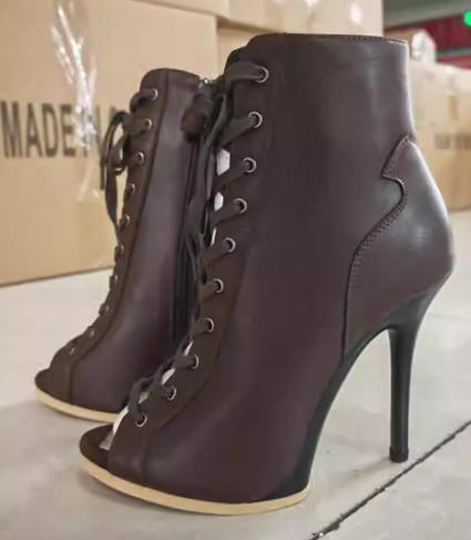Talon en pu marron hauteur 9,5cm