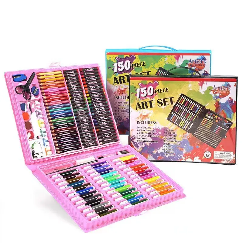 Anak-anak siswa stasioner hadiah 150 Set seni perlengkapan sekolah menggambar warna Set pensil untuk menggambar