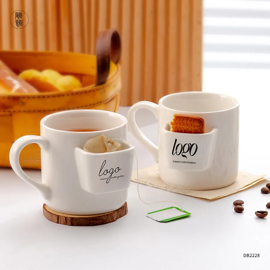 Taza de porcelana de bolsillo, taza de galleta simple nórdica, tazas de porcelana para oficina en casa, tazas de café de cerámica, Taza de cerámica original personalizada