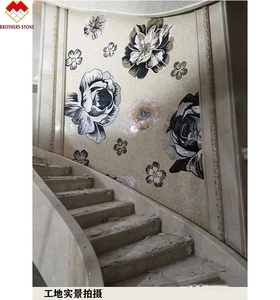 Tùy chỉnh đá cẩm thạch khảm bức tranh tường gạch bóng kết thúc cho trang trí nội thất cho phòng nội thất sử dụng hoa gạch khảm đá cẩm thạch - Product Image 1