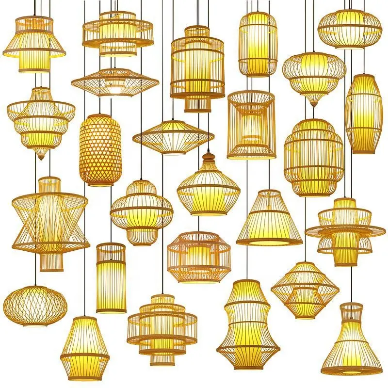 Lanterna de bambu, luminária para teto comercial, sala de chá, loja de vaso quente chinês, restaurante, lâmpadas de estilo japonês