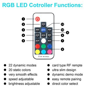 อุปกรณ์ควบคุมไฟ DC 5V MINI RGB RF ไร้สาย IP65 PCB เทปกาวกันน้ำขั้วต่อ USB แถบไฟ17คีย์รีโมทคอนโทรล - Product Image 3