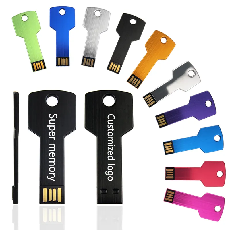 Metal Mini Forma Colorido Clave USB Flash Drive 32GB Memory Stick USB 3,0 Pendrive Artículo de regalo promocional con logotipo personalizado