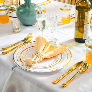 Thiết Kế Mới Dùng Một Lần Wedding Party Vàng Rim Tấm Nhựa Bộ Đồ Ăn Bộ Đồ Ăn - Product Image 5