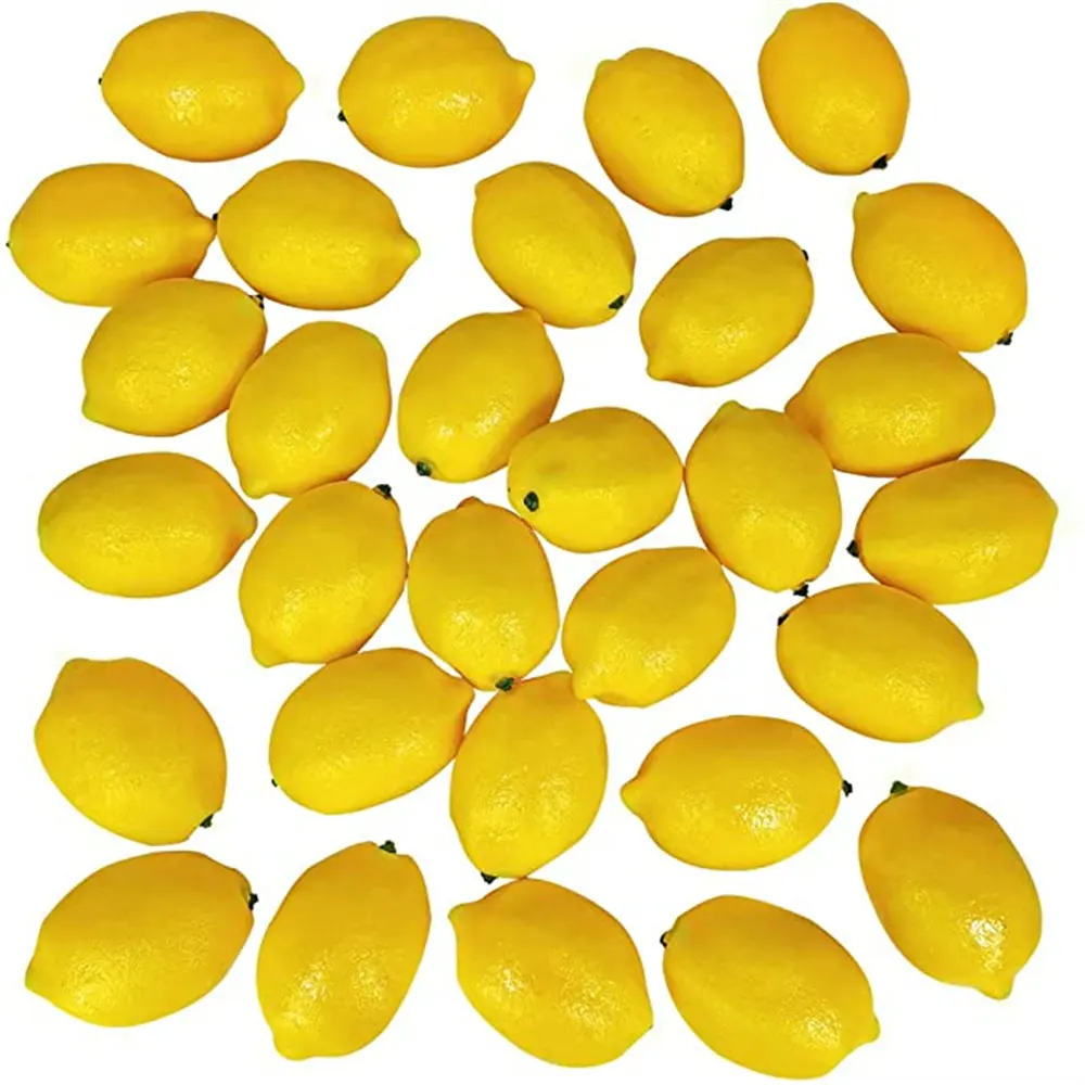 人工レモンビッグサイズ鮮やかなフェイクレモンプラスチックフェイクイエローレモンフェイクフルーツボウルホームキッチンテーブルデコレーションデコ