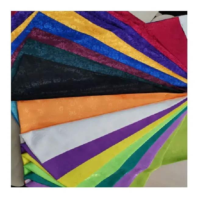Hermosa y brillante tela de satén Jacquard 100% tela de poliéster forro bolsa cortina tapicería