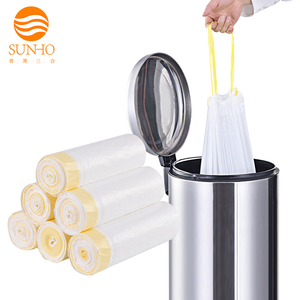 Özel biyobozunur 13 galon çöp torbası ağır Bin Liner çöp torbaları İpli beyaz çöp torbaları - Product Image 1
