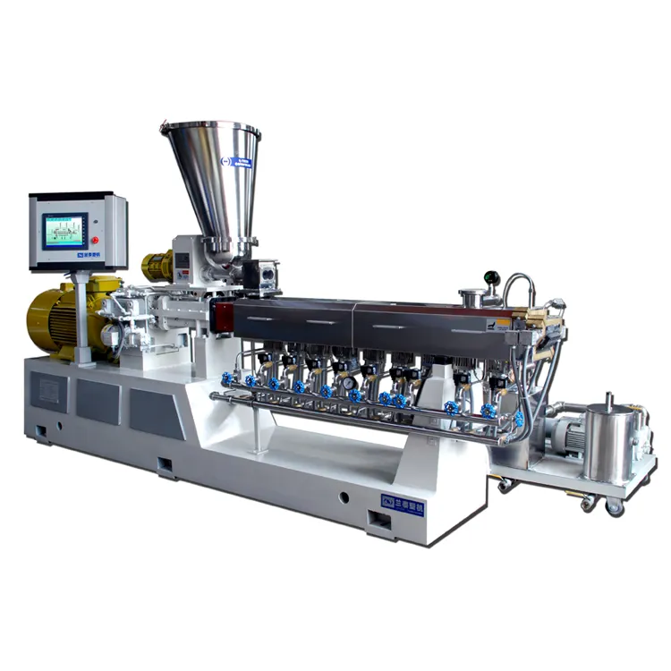 Dolgu Masterbatch granülatör ekstrüzyon makinesi küçük ekstrüzyon makinesi için 50-80 kg/saat Lab ikiz vidalı ekstruder