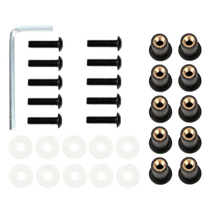 10Pcs/set M5 X 15mm Windscreen Nut Bolt Washer Screw Motorbike Windshield Fastener Kit
