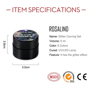 Rosalind oemカスタムロゴ5ミリリットル6色彫る柄uvジェルネイルポリッシュソークオフ彫刻ジェルポリッシュとプライベートラベル
