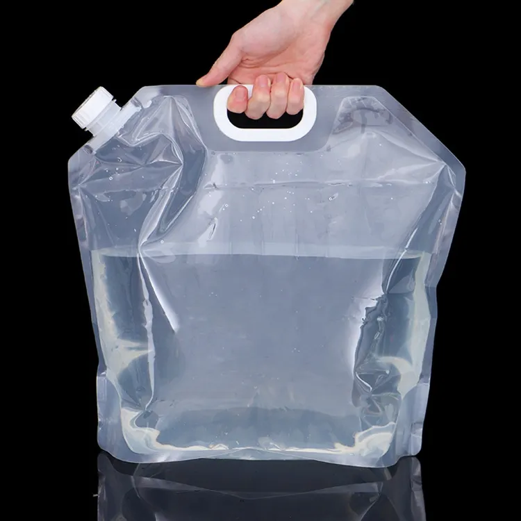 5 리터 갤런 보관 접이식 휴대용 워터 백 하이킹 Ldpe 음주 용기 포장 주둥이 파우치 물 비닐 봉투