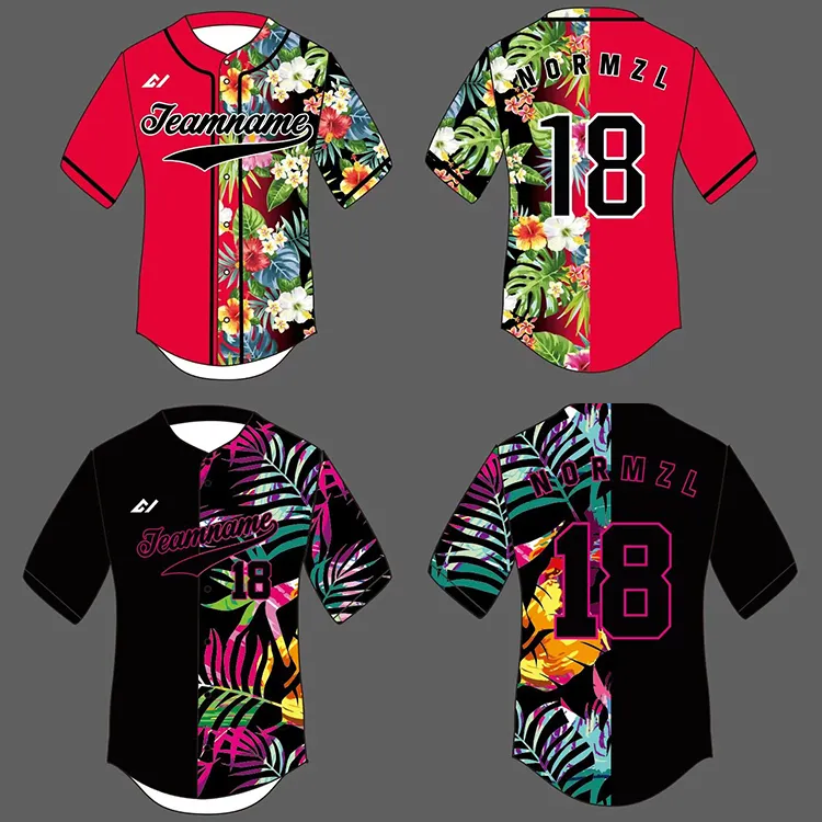 Diseño personalizado unisex Hawaii hip hop Street Style béisbol Jersey softbol desgaste deportes camisetas para hombre uniforme para niños