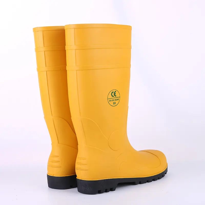 Botas Wellington con punta de acero de seguridad Botas de lluvia Minería industrial Uso agrícola Protección laboral Zapatos de agua