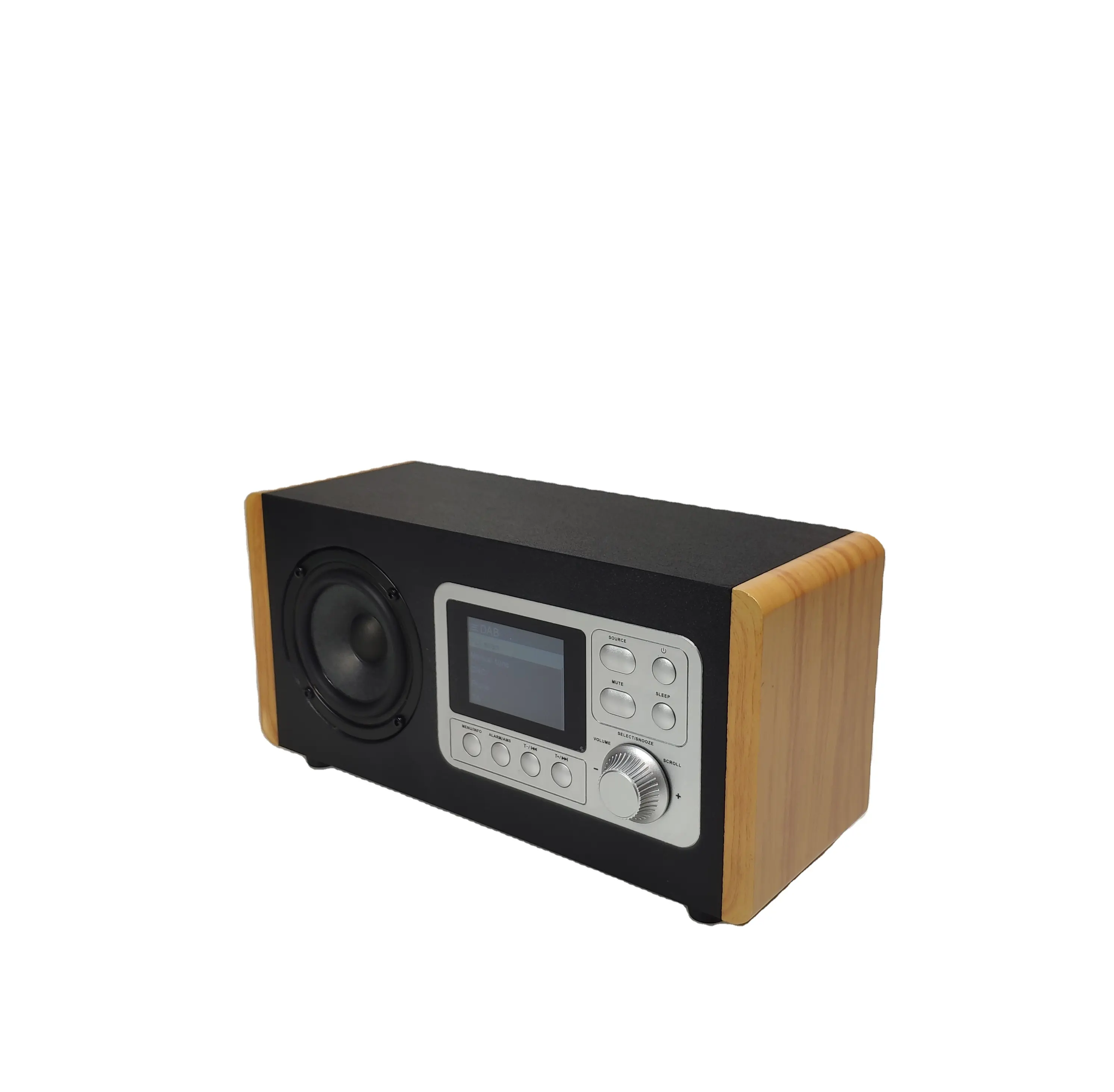 2022 elegante design moda in legno digitale DAB orologio radio USB FM AUX in e auricolare fuori