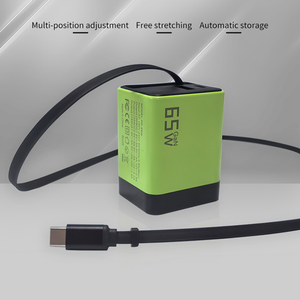 <strong>EU</strong> UK US <strong>Multi</strong> Ports Gan 65W High Power <strong>Output</strong> Fast Charging <strong>Plug</strong> 3 In1 Retractable Usb Cable Travel Phone Charger - Product Image 2