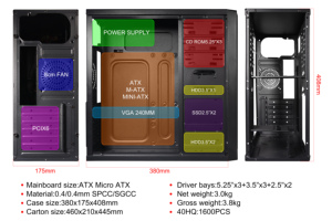 Desktop Gaming Pc Casing Factory Direct Cheap Vertical Box Office Cpu Cabinet Gamer <strong>Computer</strong> case - Product Image 2