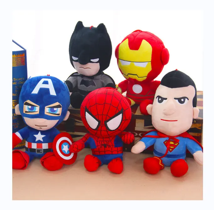 DC und Film Plüsch Puppe Held Spiderman Amerika Kapitän Fledermaus Mann Mann Eisen Plüsch Gefüllte Spielzeug Kinder Geschenke